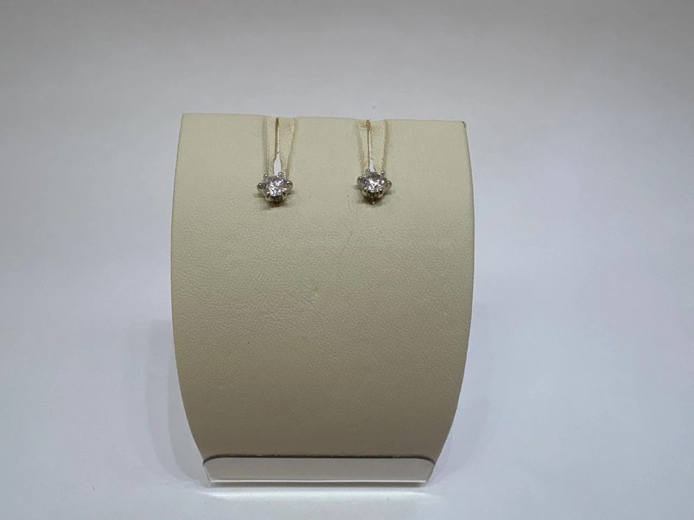 Серьги с фианитом из белого золота 585 пробы 1