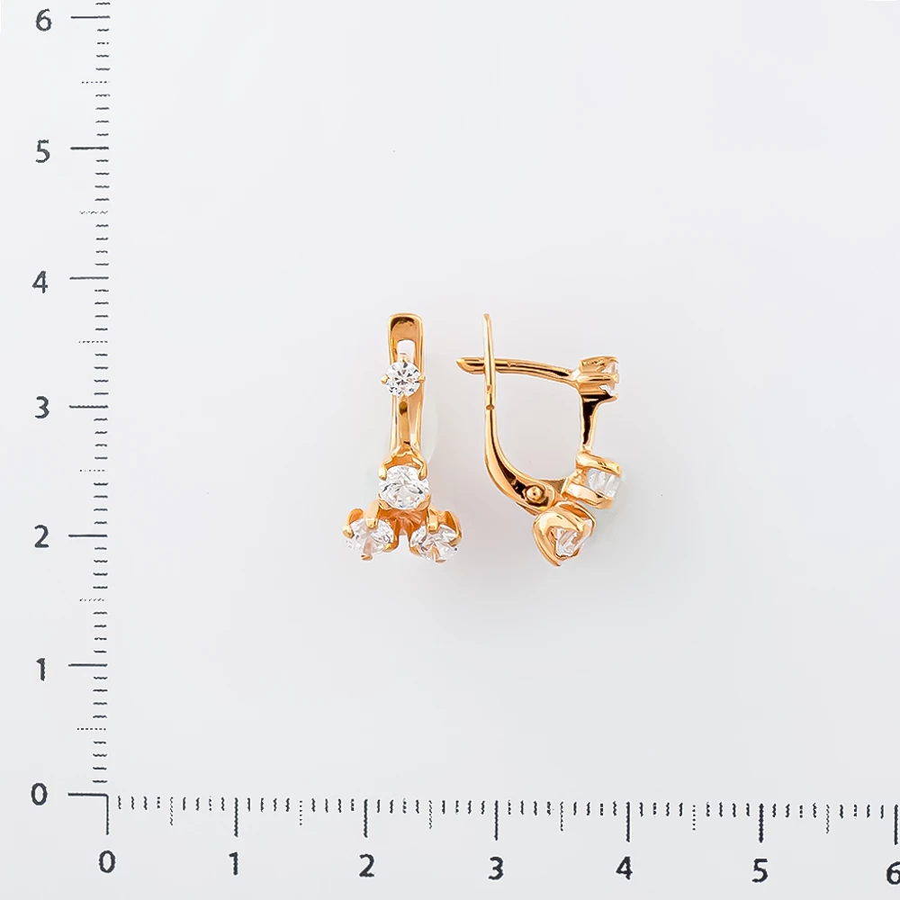 Серьги с фианитом из красного золота 585 пробы 2