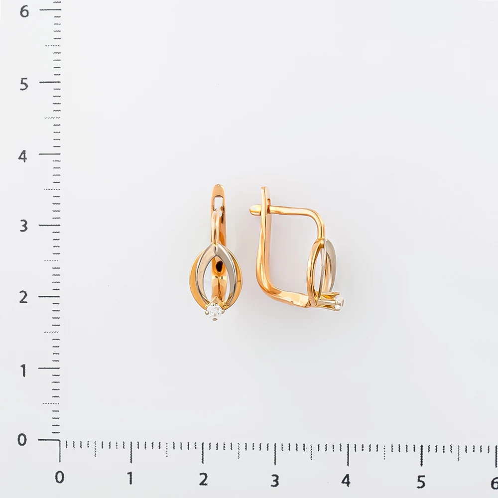 Серьги с фианитом из красного золота 583 пробы 2