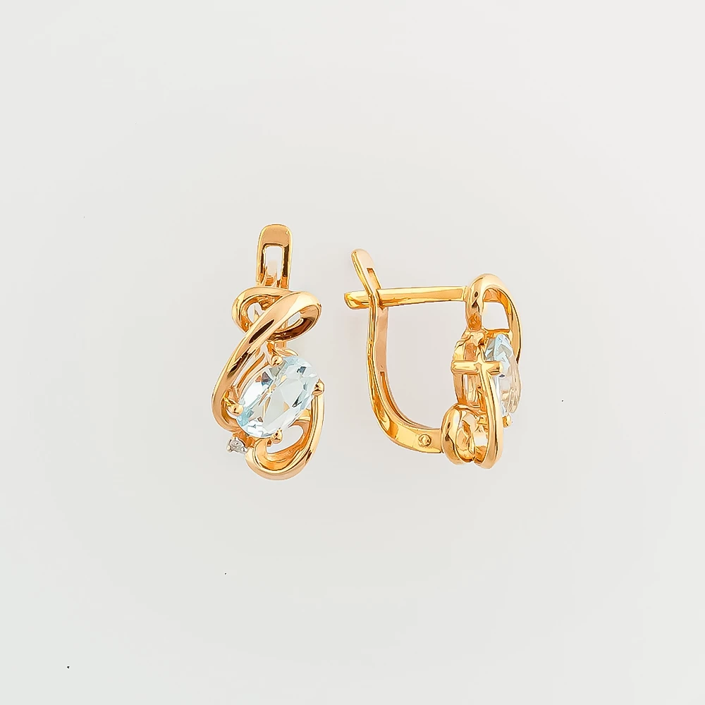 Серьги с топазом из красного золота 585 пробы 1