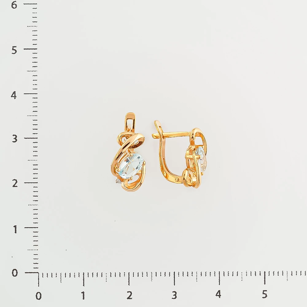 Серьги с топазом из красного золота 585 пробы 2