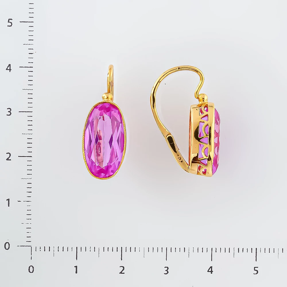 Серьги с фианитом из желтого золота 750 пробы 2