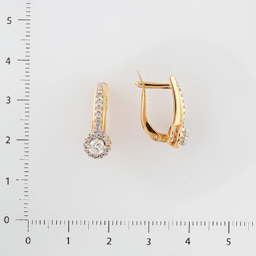 Серьги с фианитом из красного золота 585 пробы 2