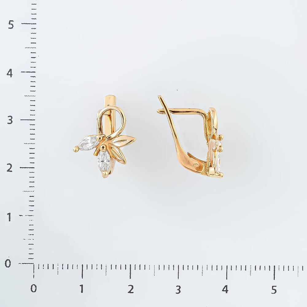 Серьги с фианитом из красного золота 585 пробы 2
