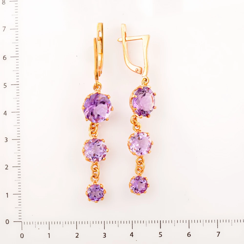 Серьги с аметистом из красного золота 585 пробы 2