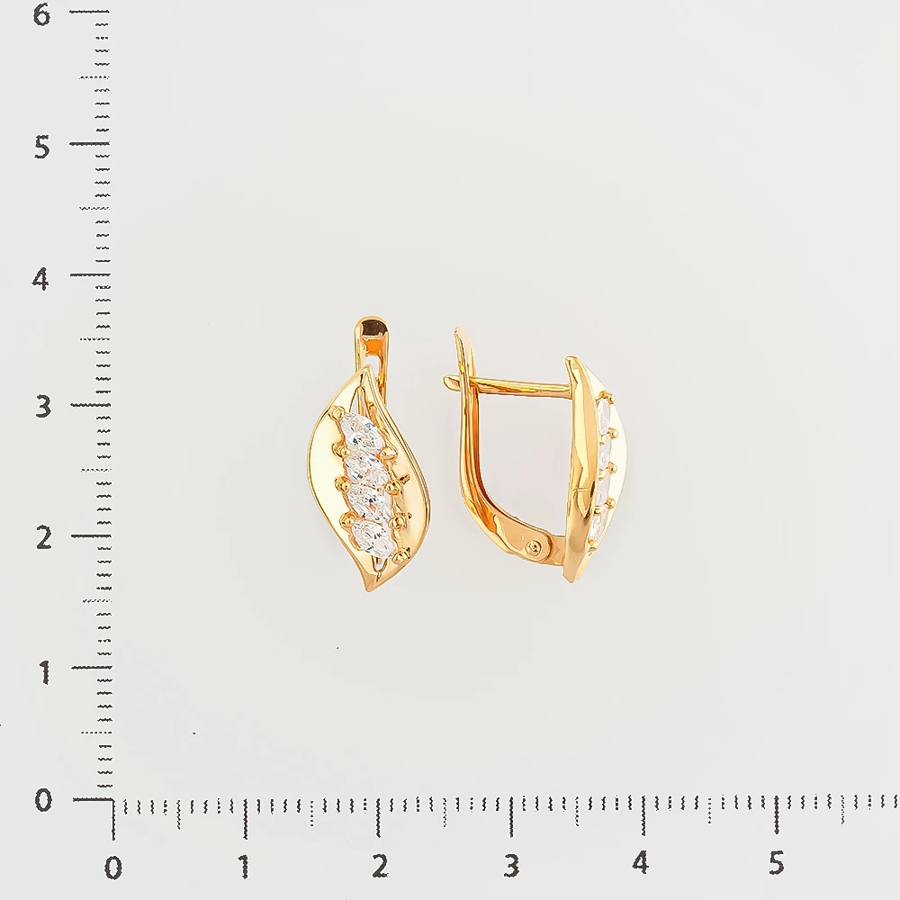 Серьги с фианитом из красного золота 585 пробы 2