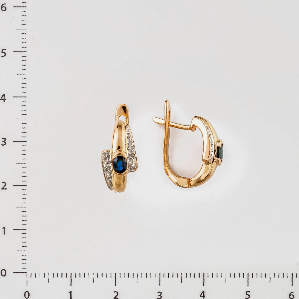 Серьги с сапфиром из желтого золота 585 пробы