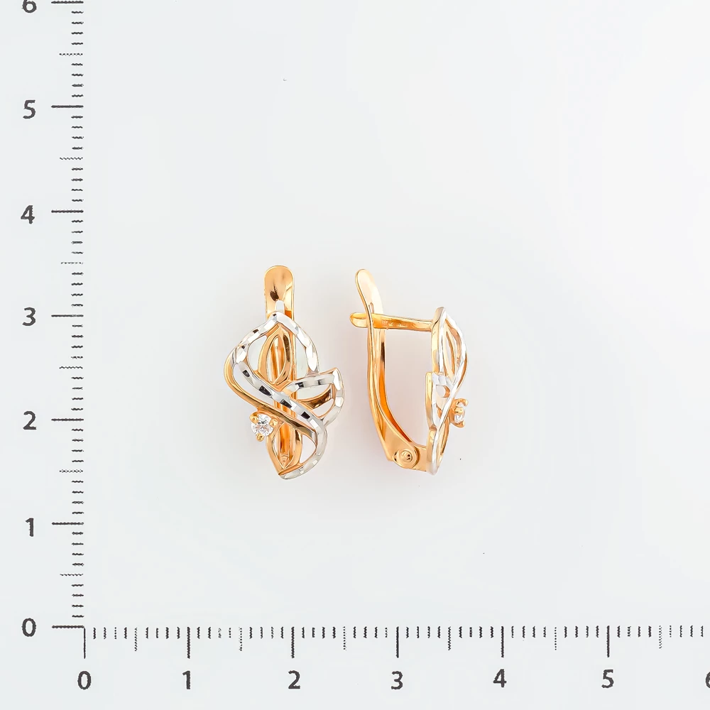 Серьги с фианитом из красного золота 585 пробы 2