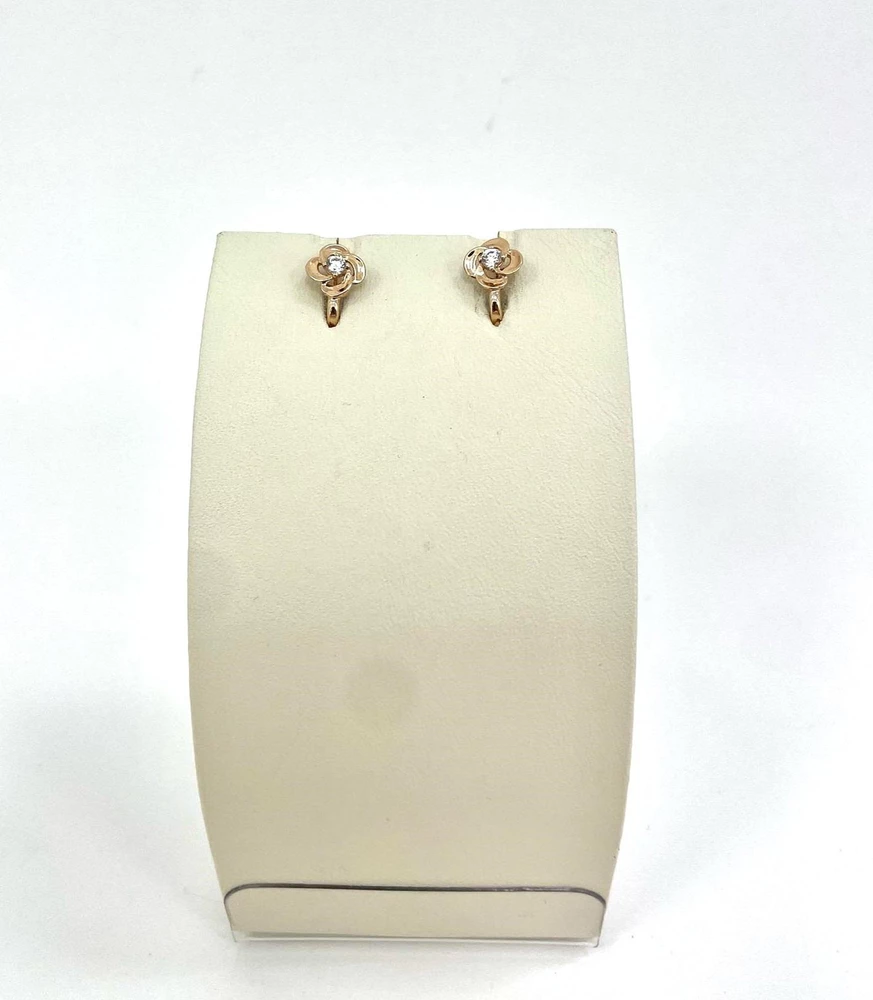 Серьги с фианитом из красного золота 375 пробы 1