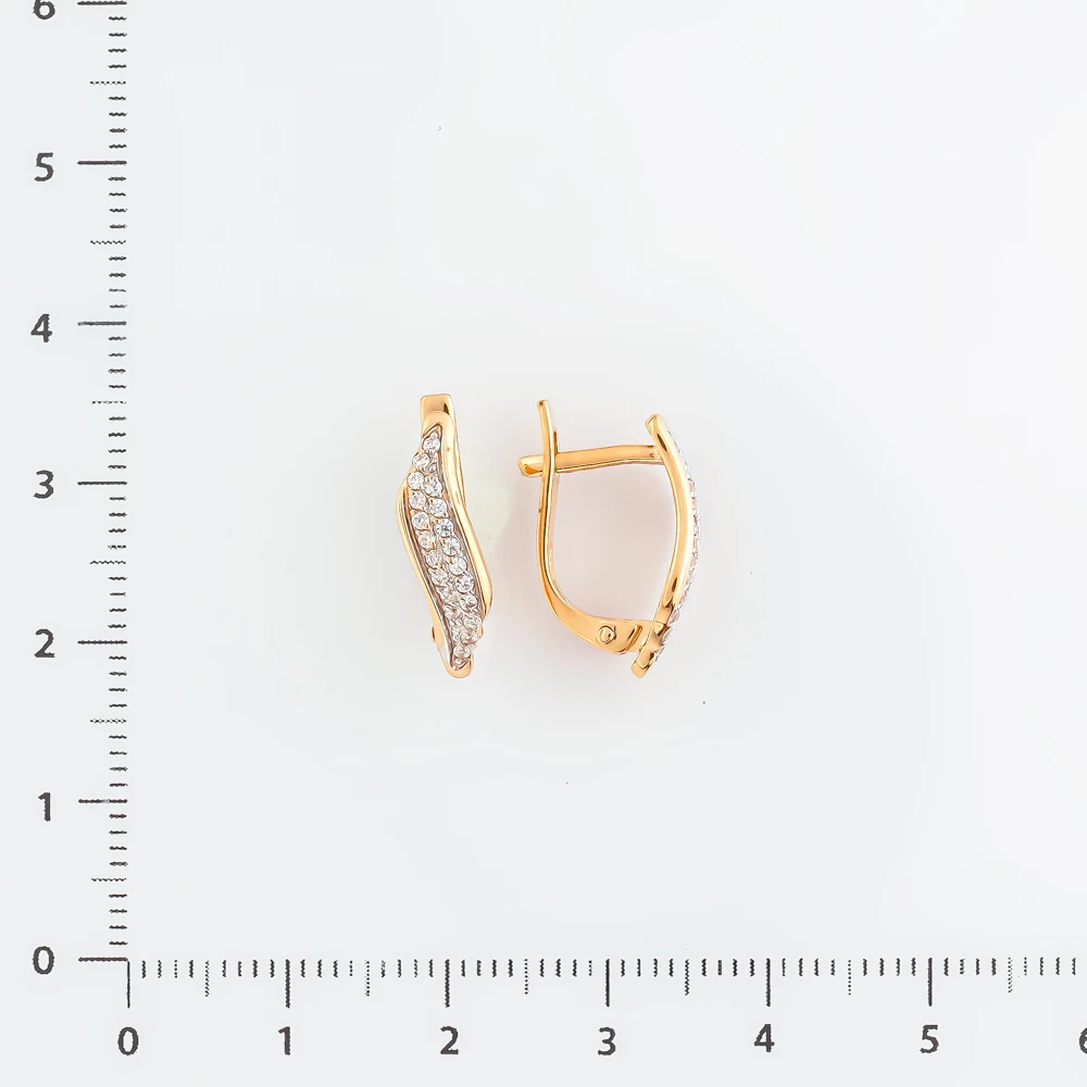 Серьги с фианитом из красного золота 585 пробы 2