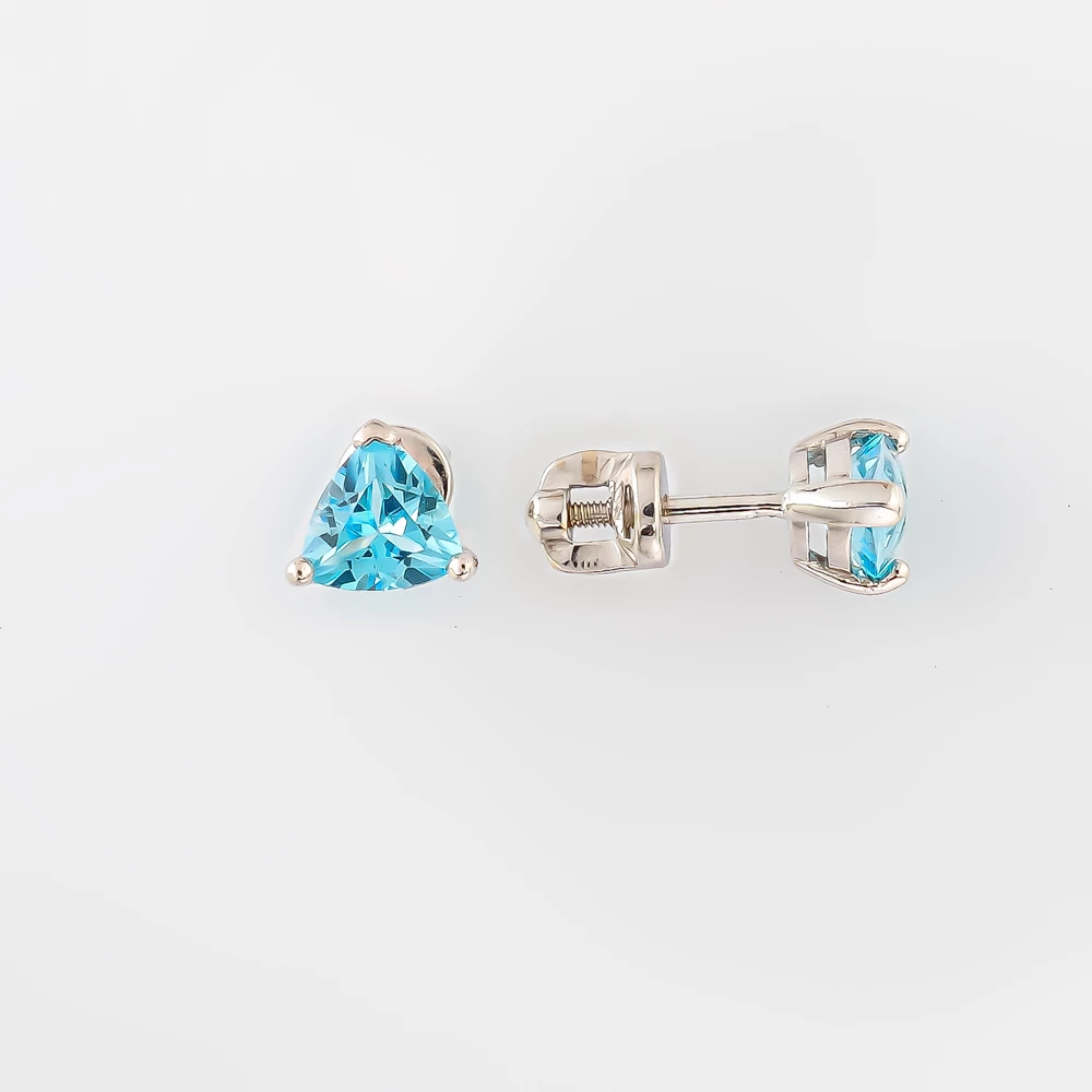 Серьги с топазом из белого золота 585 пробы 1