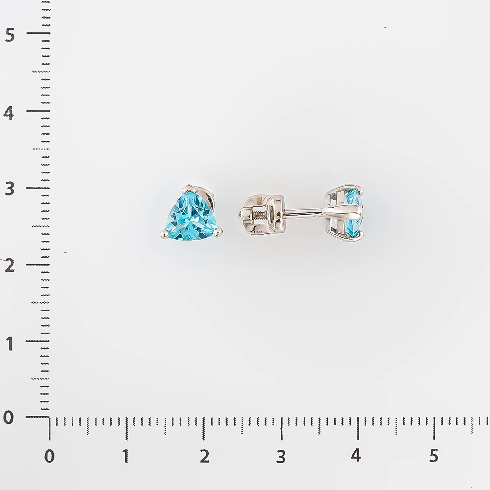 Серьги с топазом из белого золота 585 пробы 2