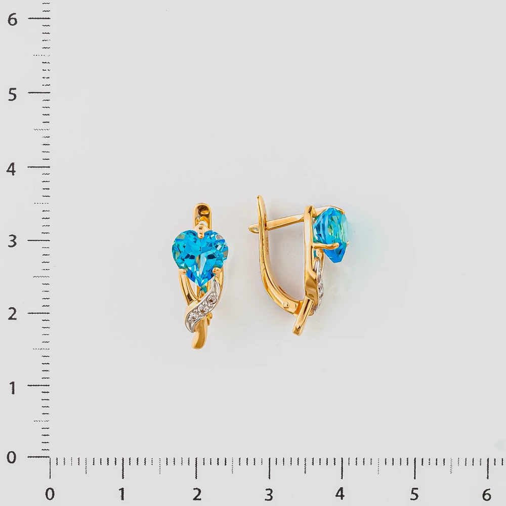 Серьги с топазом из красного золота 585 пробы 2