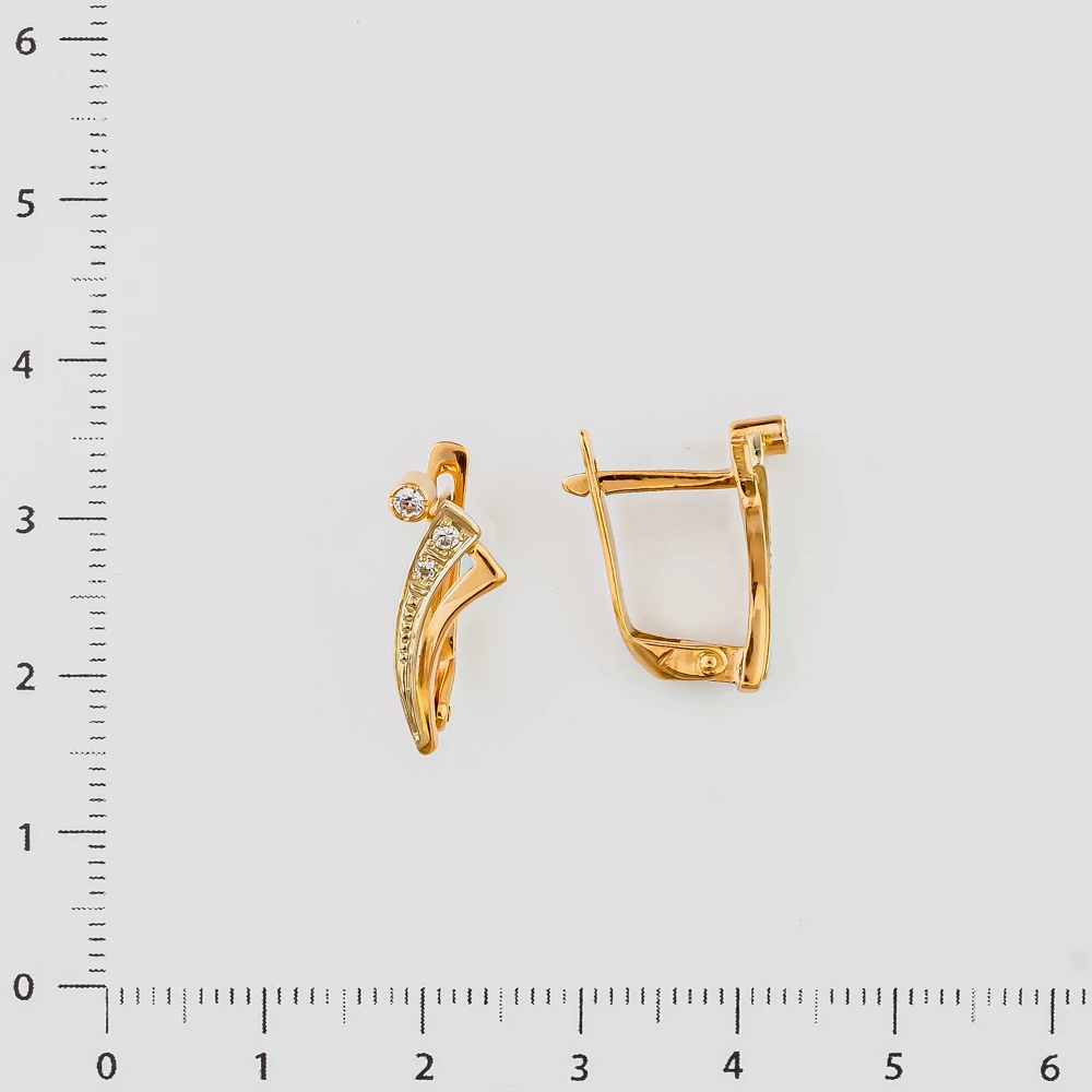 Серьги с фианитом из красного золота 585 пробы 2