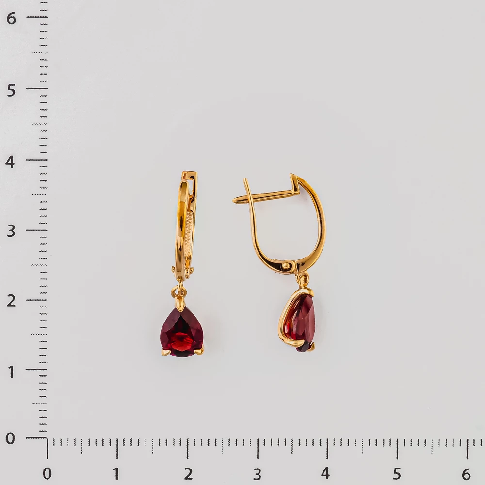 Серьги с гранатом из красного золота 585 пробы 2