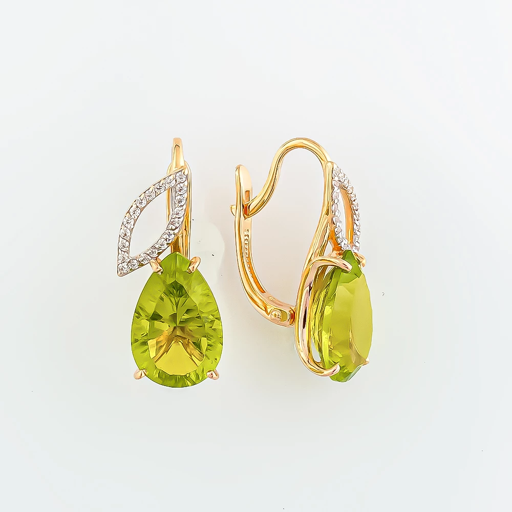 Серьги с ситаллом из красного золота 585 пробы 1