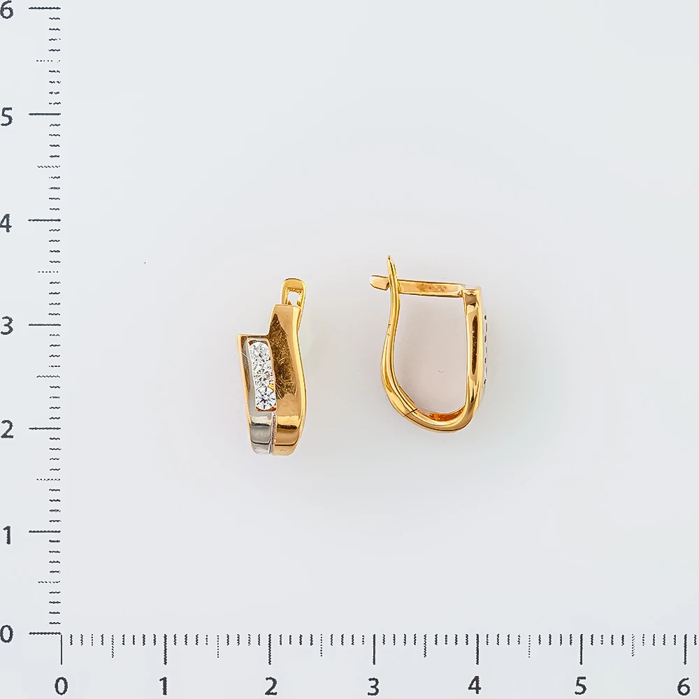 Серьги с фианитом из красного золота 585 пробы 2