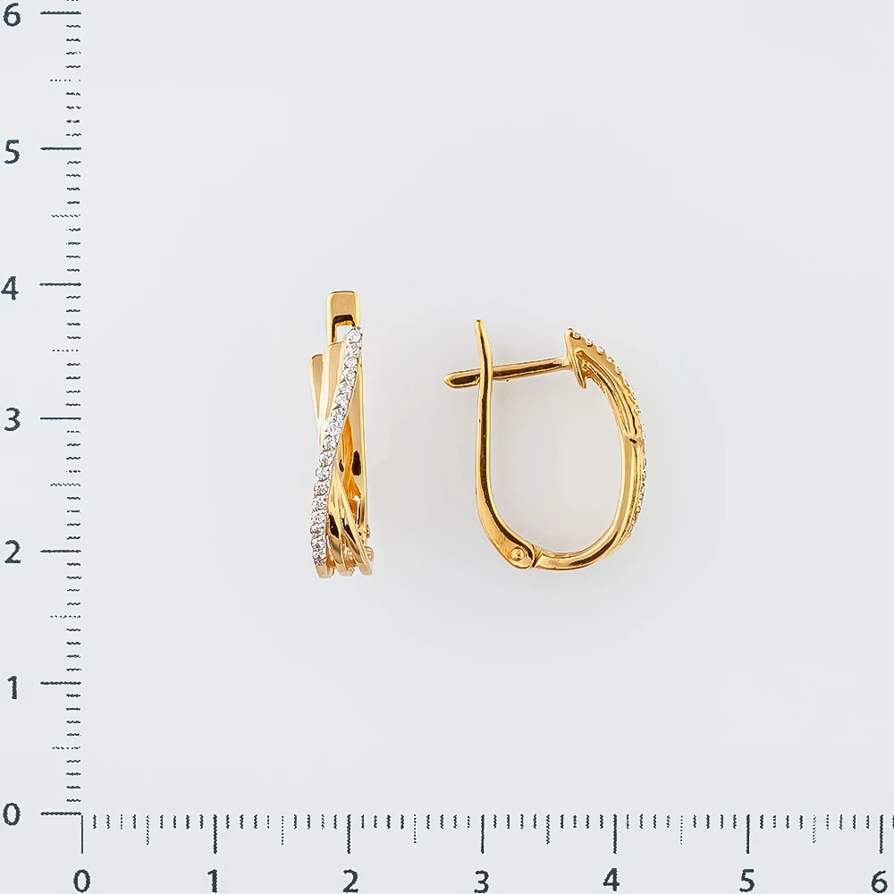 Серьги с фианитом из красного золота 585 пробы 2