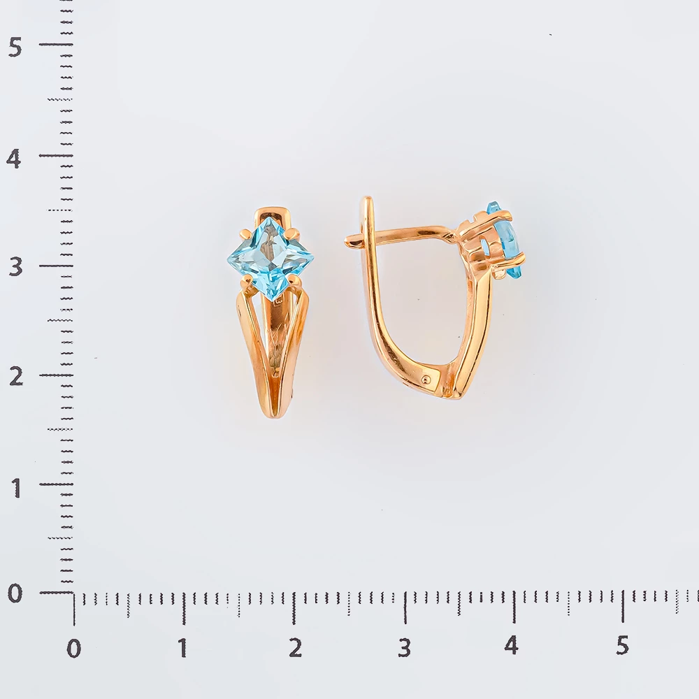 Серьги с топазом из красного золота 585 пробы 2
