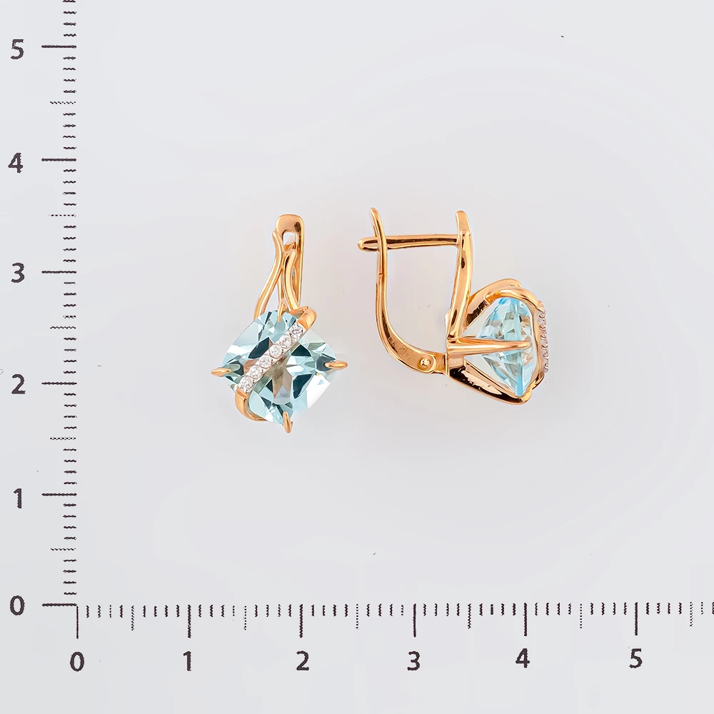 Серьги с топазом из красного золота 585 пробы 2