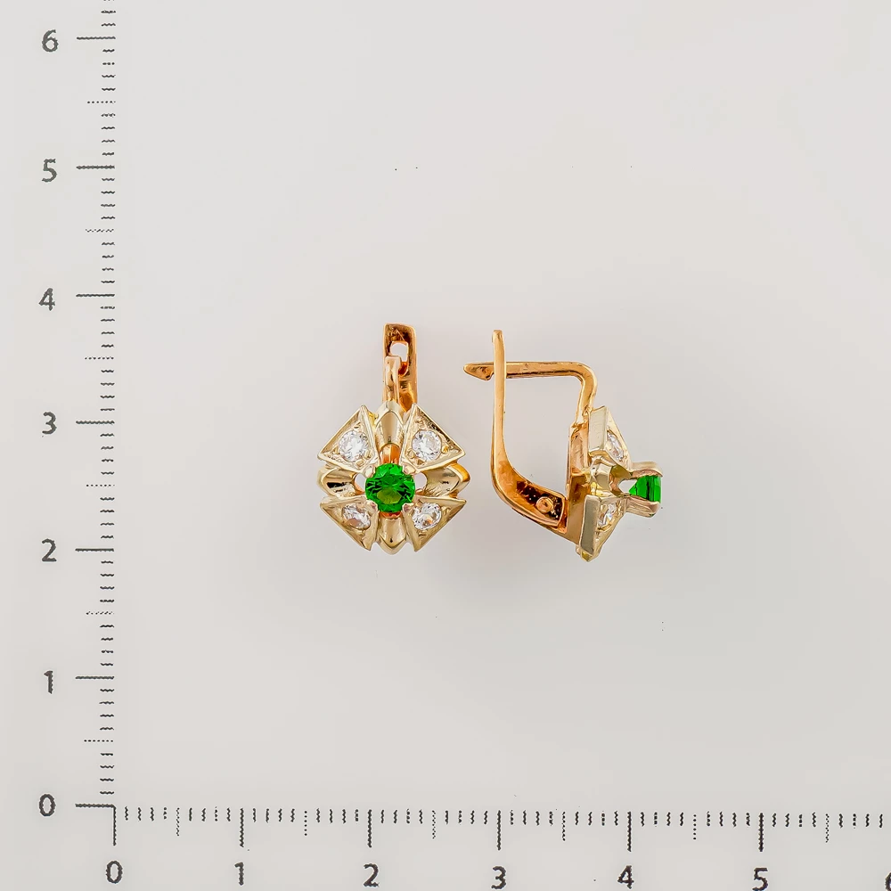 Серьги с фианитом из красного золота 585 пробы 2
