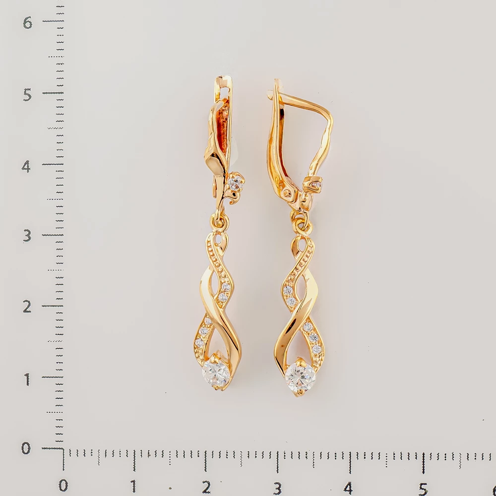 Серьги с фианитом из красного золота 585 пробы 2