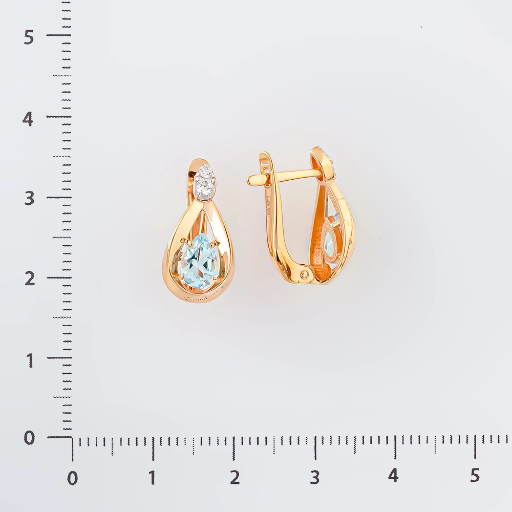 Серьги с топазом из красного золота 585 пробы 2
