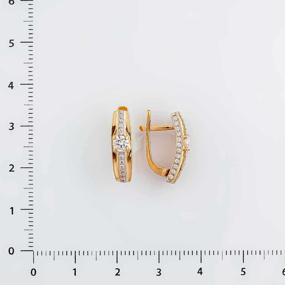 Серьги с фианитом из красного золота 585 пробы 2