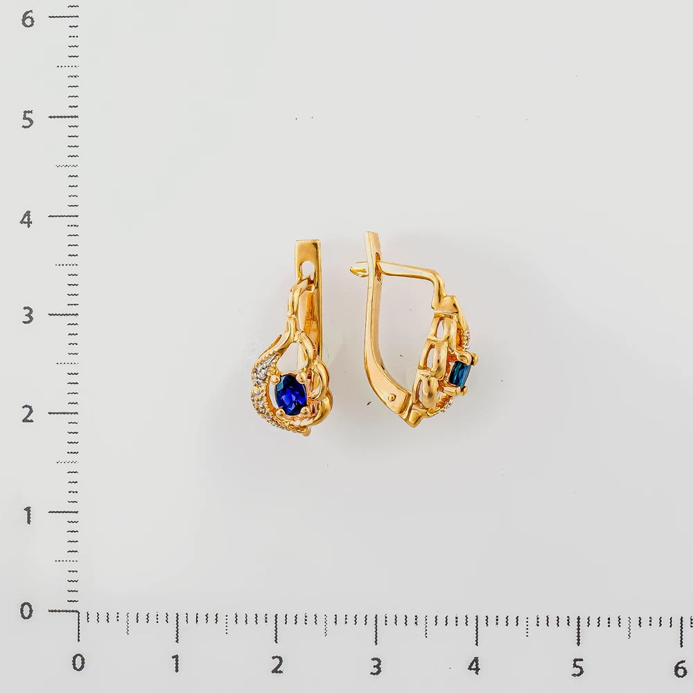 Серьги с сапфиром из красного золота 585 пробы 2