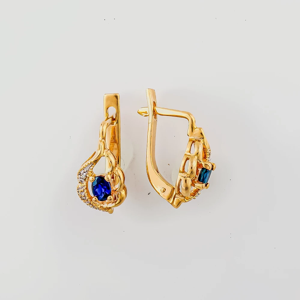 Серьги с сапфиром из красного золота 585 пробы 1