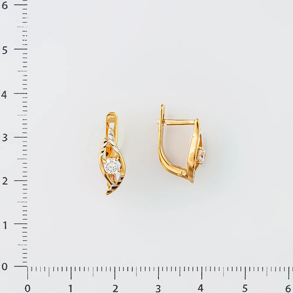 Серьги с фианитом из красного золота 585 пробы 2
