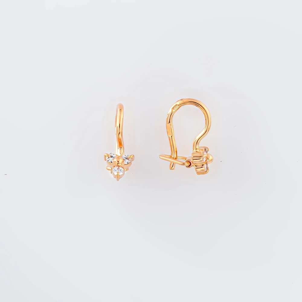 Серьги с фианитом из красного золота 585 пробы 1