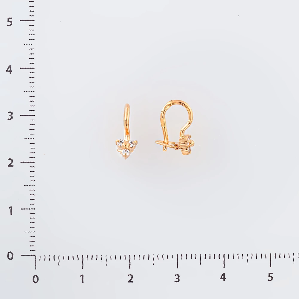 Серьги с фианитом из красного золота 585 пробы 2