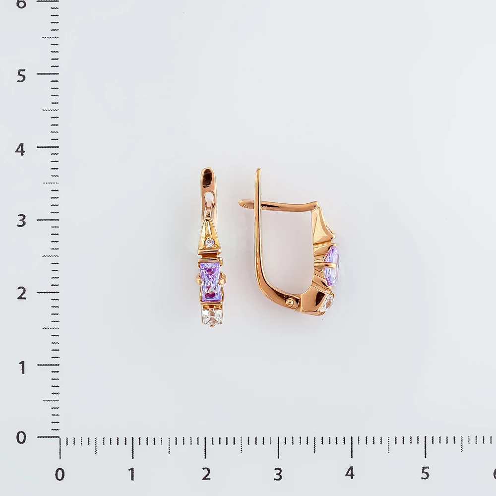 Серьги с фианитом из красного золота 585 пробы 2