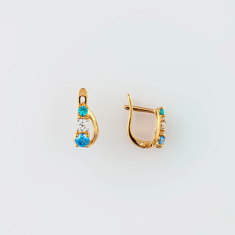 Серьги с фианитом из красного золота 585 пробы 1
