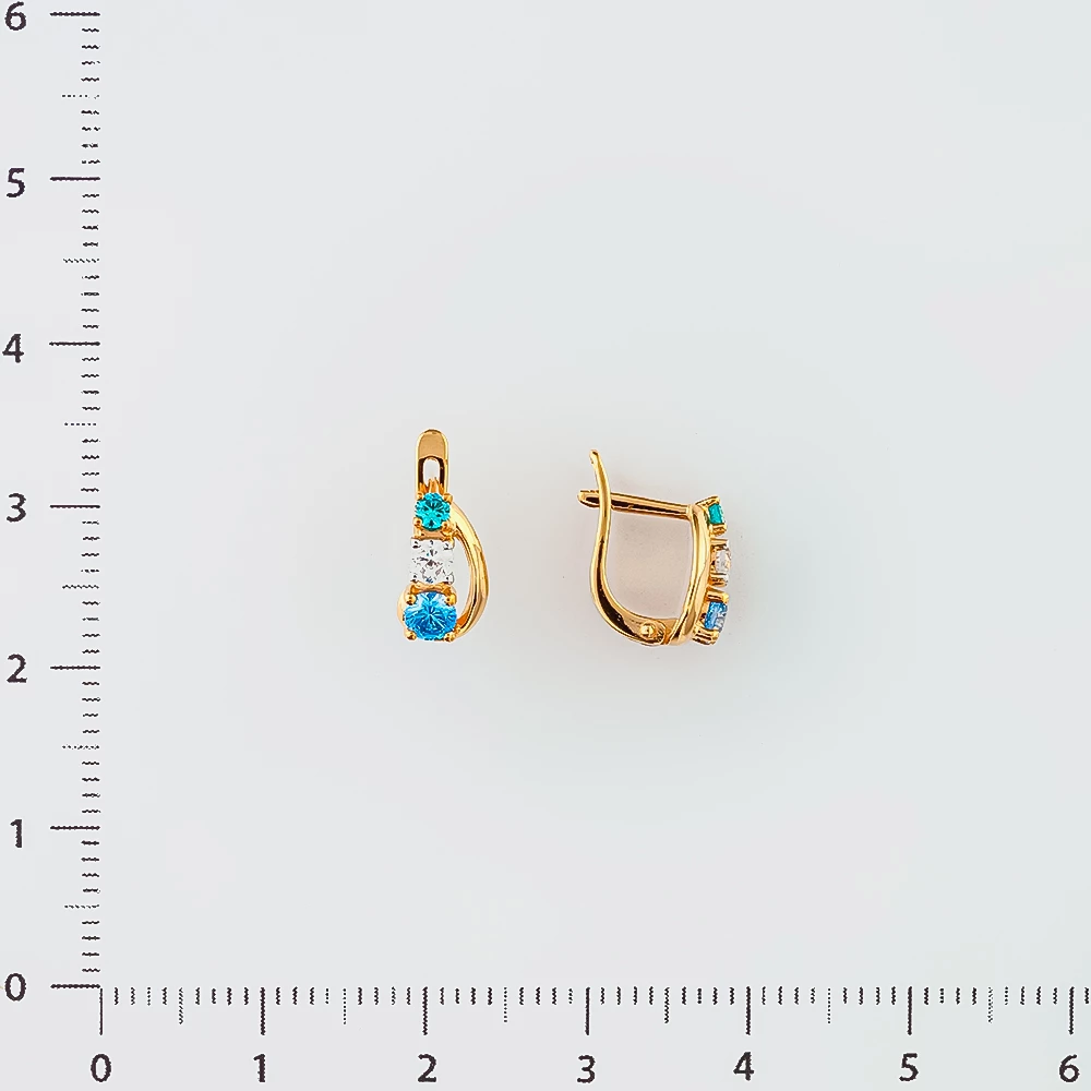 Серьги с фианитом из красного золота 585 пробы 2
