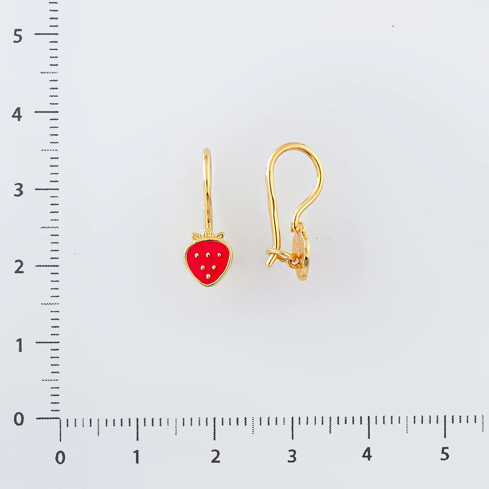 Серьги с эмалью из желтого золота 585 пробы 2