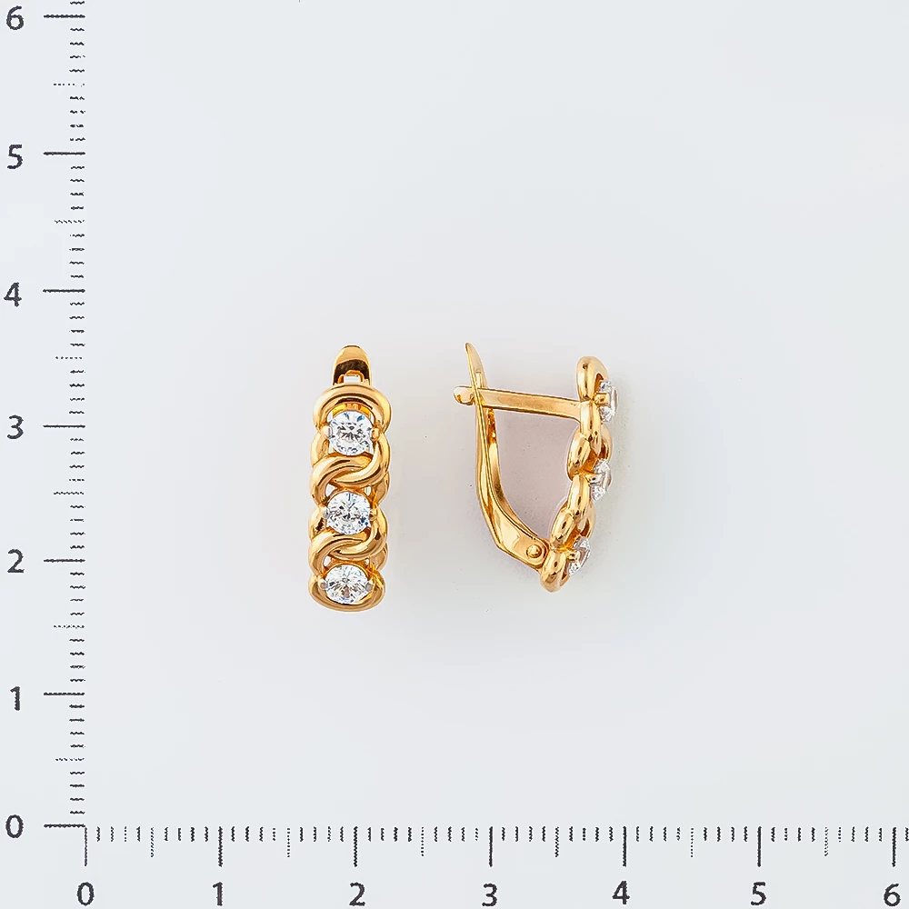 Серьги с фианитом из красного золота 585 пробы 2