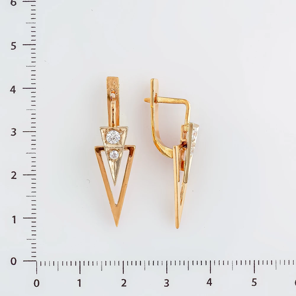 Серьги с фианитом из красного золота 585 пробы 2