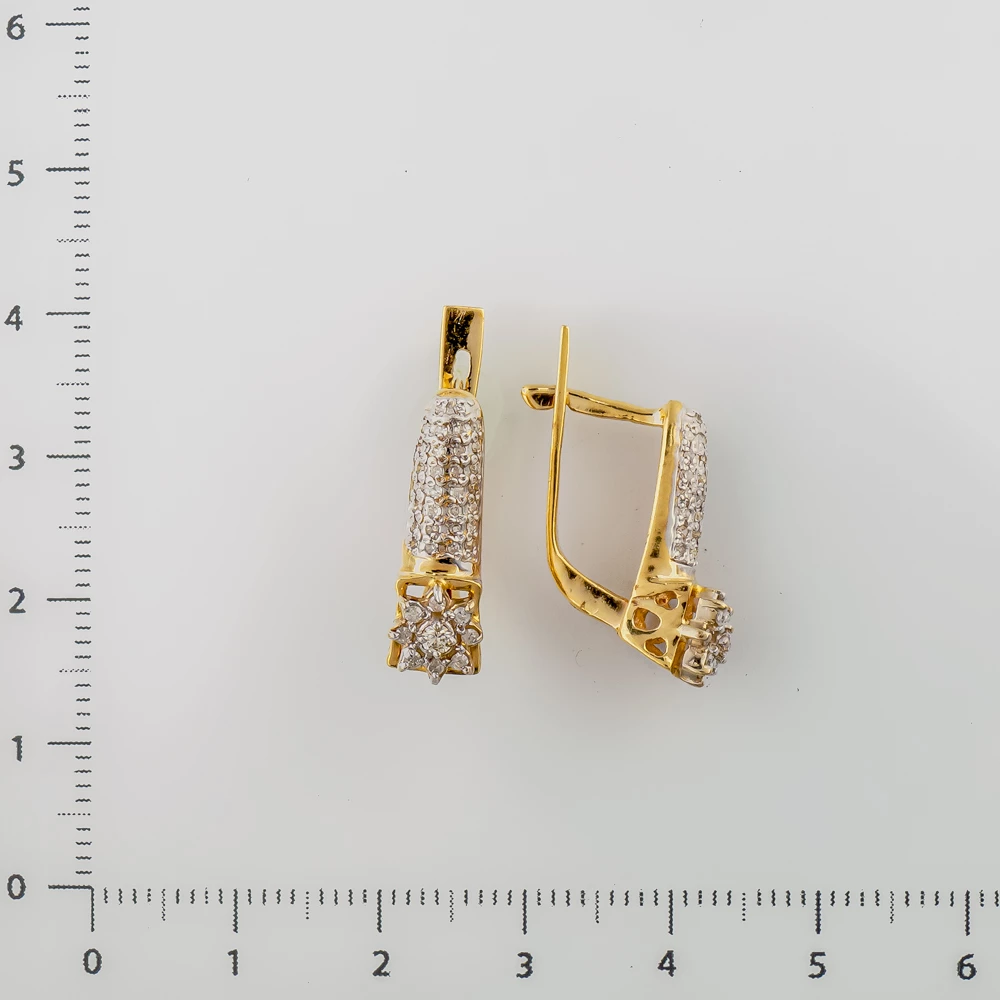 Серьги с бриллиантом из желтого золота 500 пробы