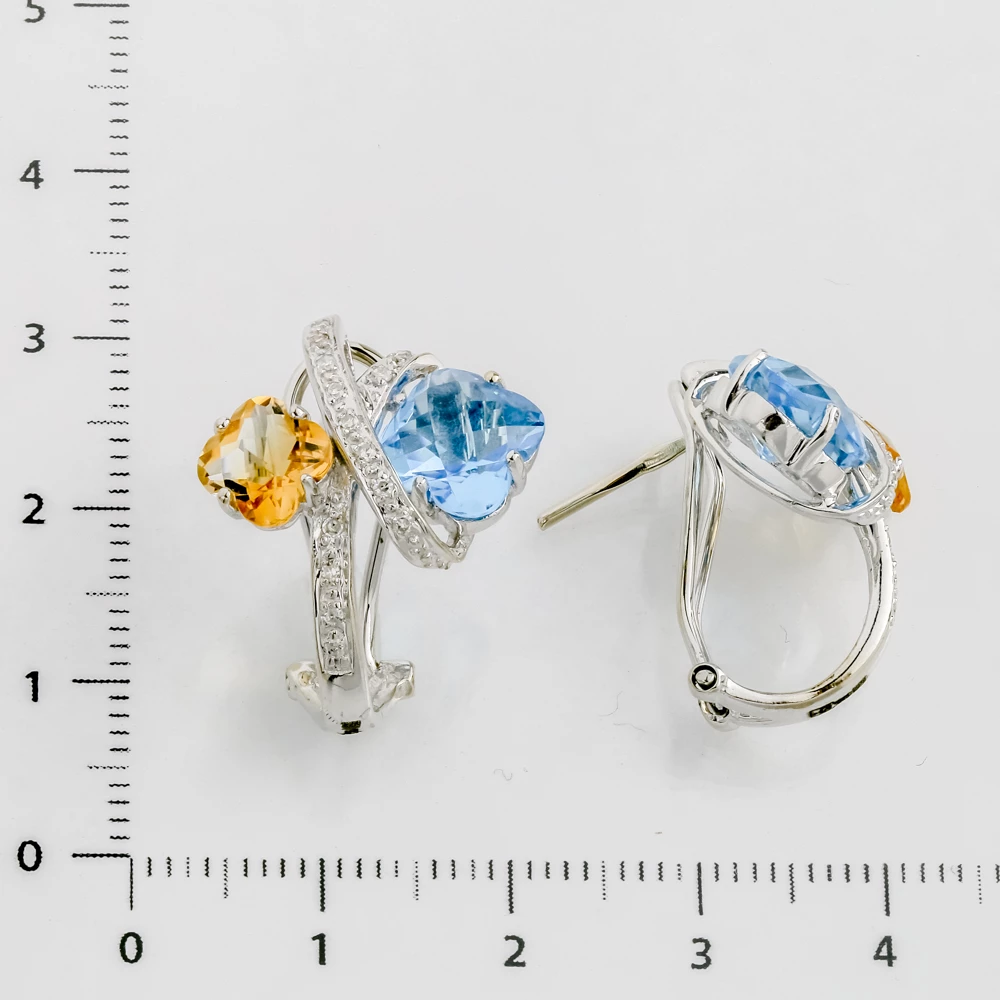 Серьги с цитрином из белого золота 585 пробы 3
