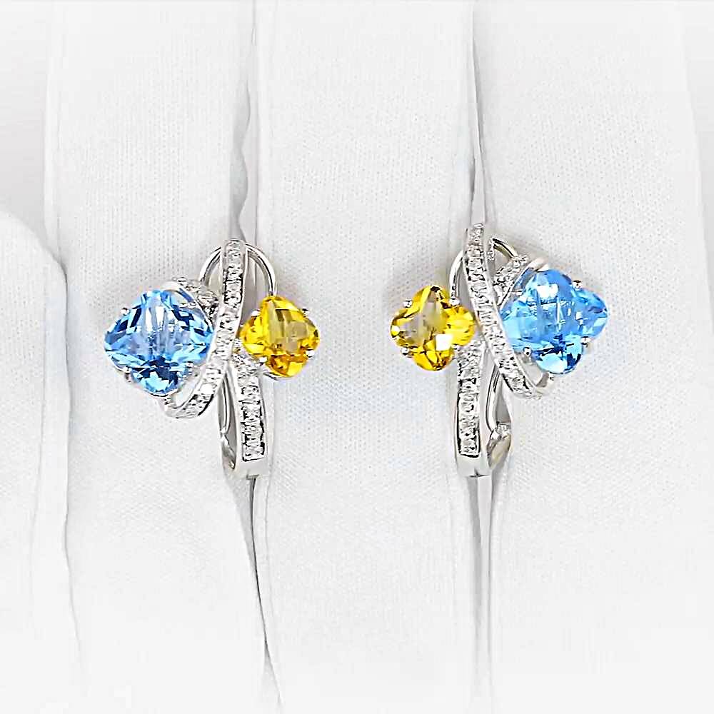 Серьги с цитрином из белого золота 585 пробы 1