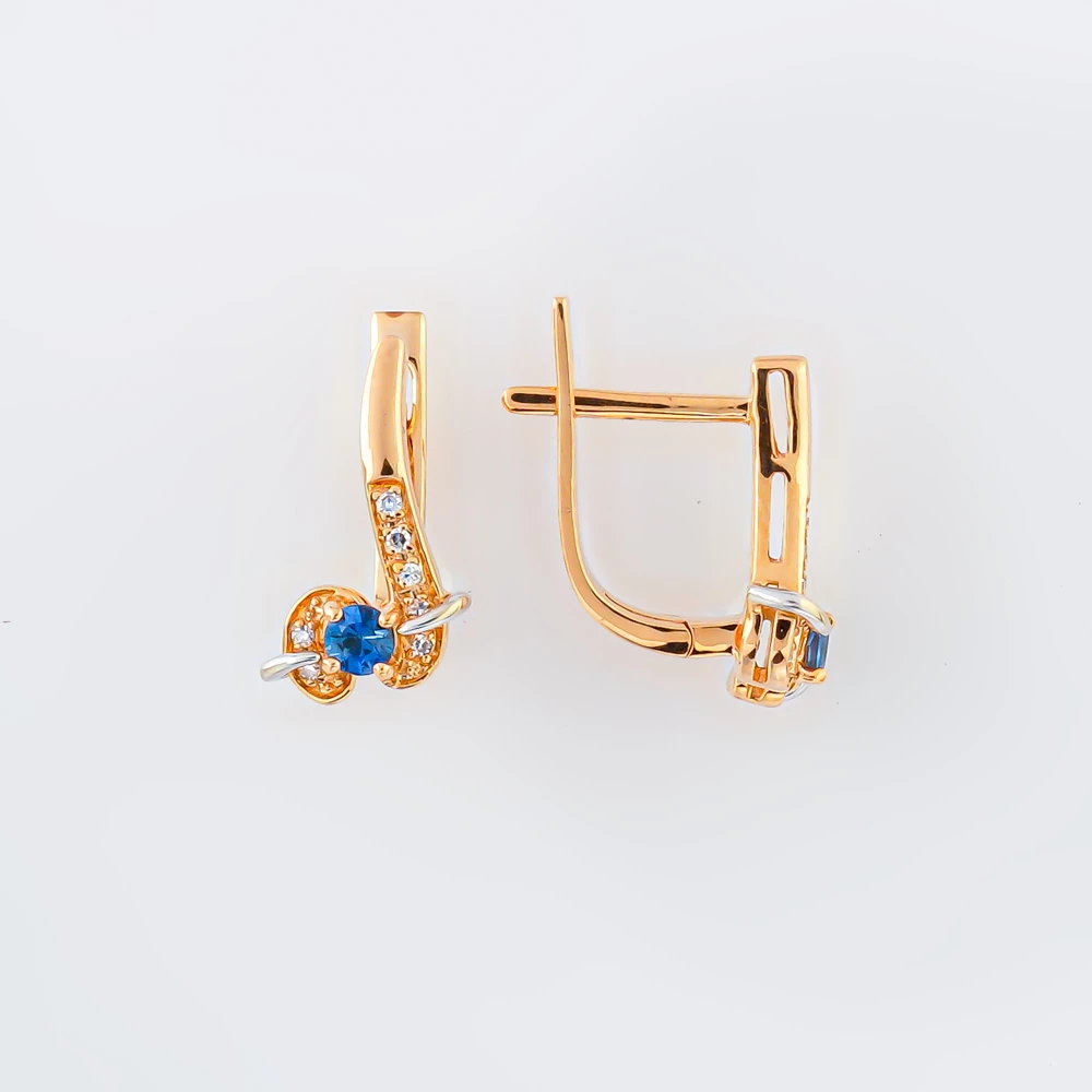 Серьги с сапфиром из красного золота 585 пробы 1