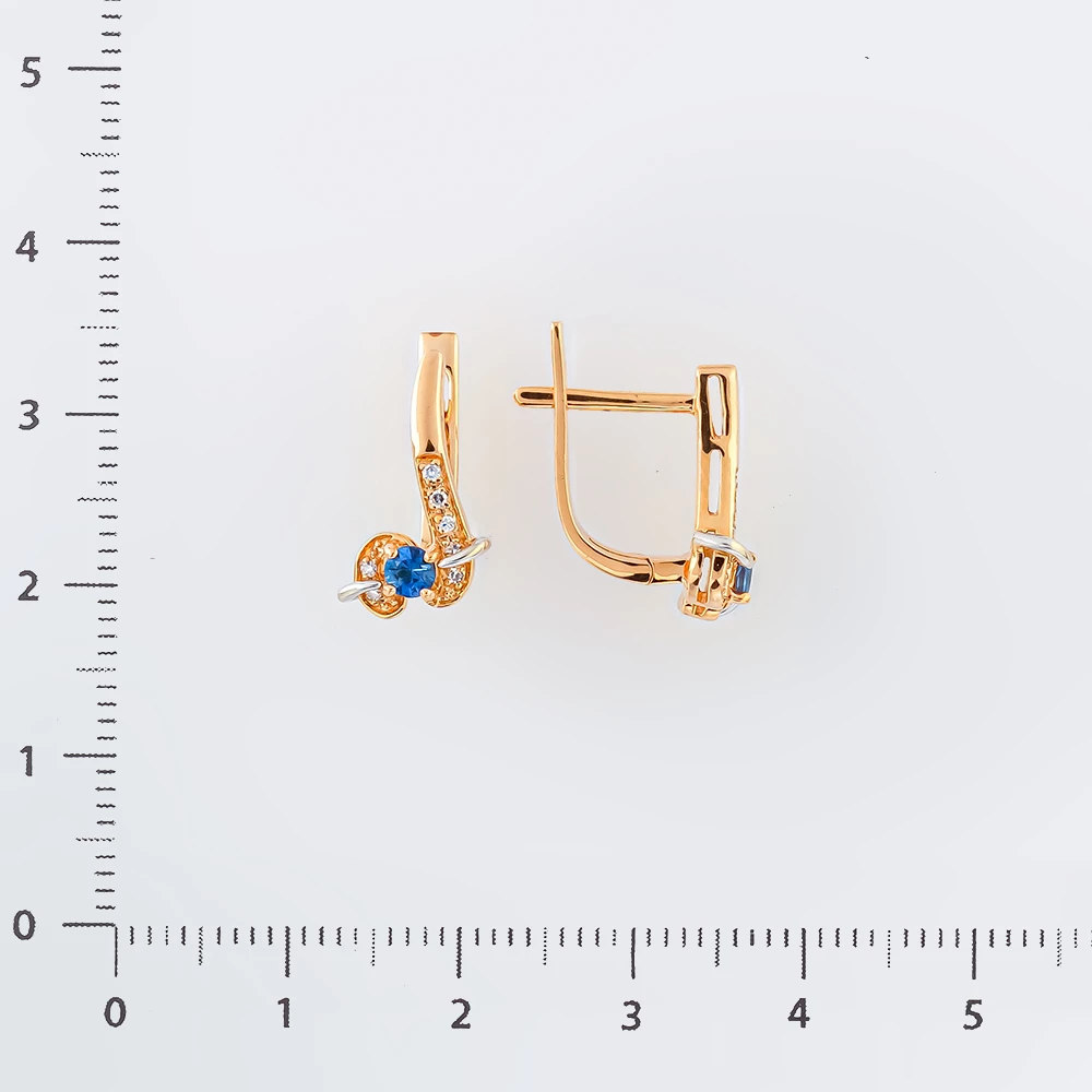 Серьги с сапфиром из красного золота 585 пробы 2