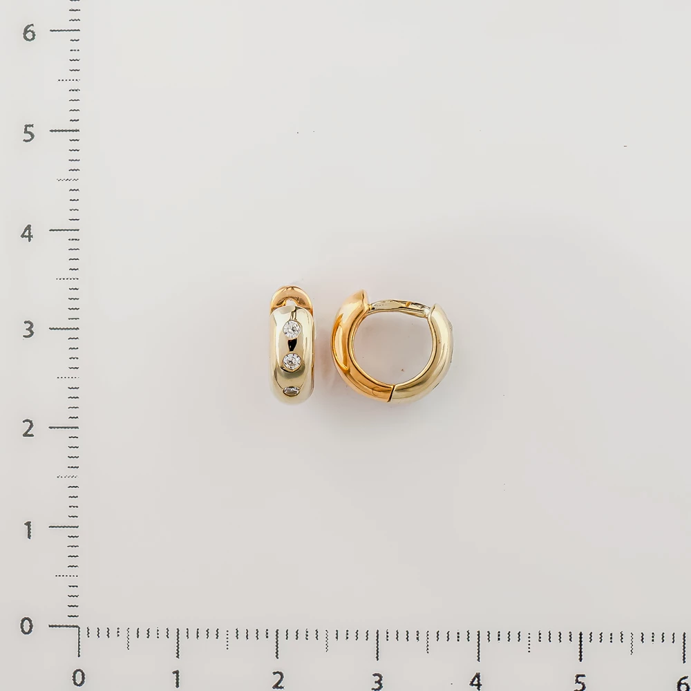 Серьги конго с фианитом из красного золота 585 пробы 2