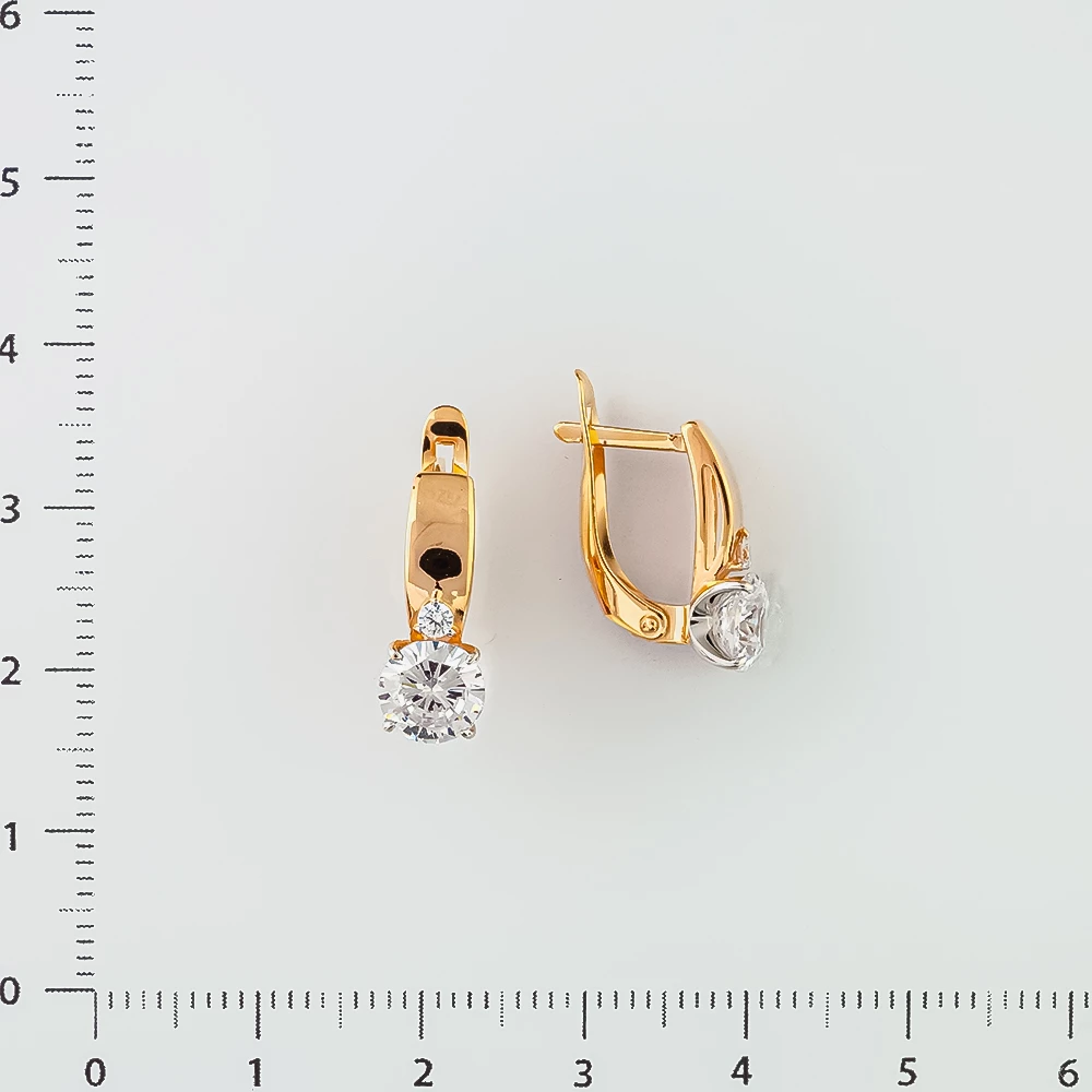 Серьги с фианитом из красного золота 585 пробы 2