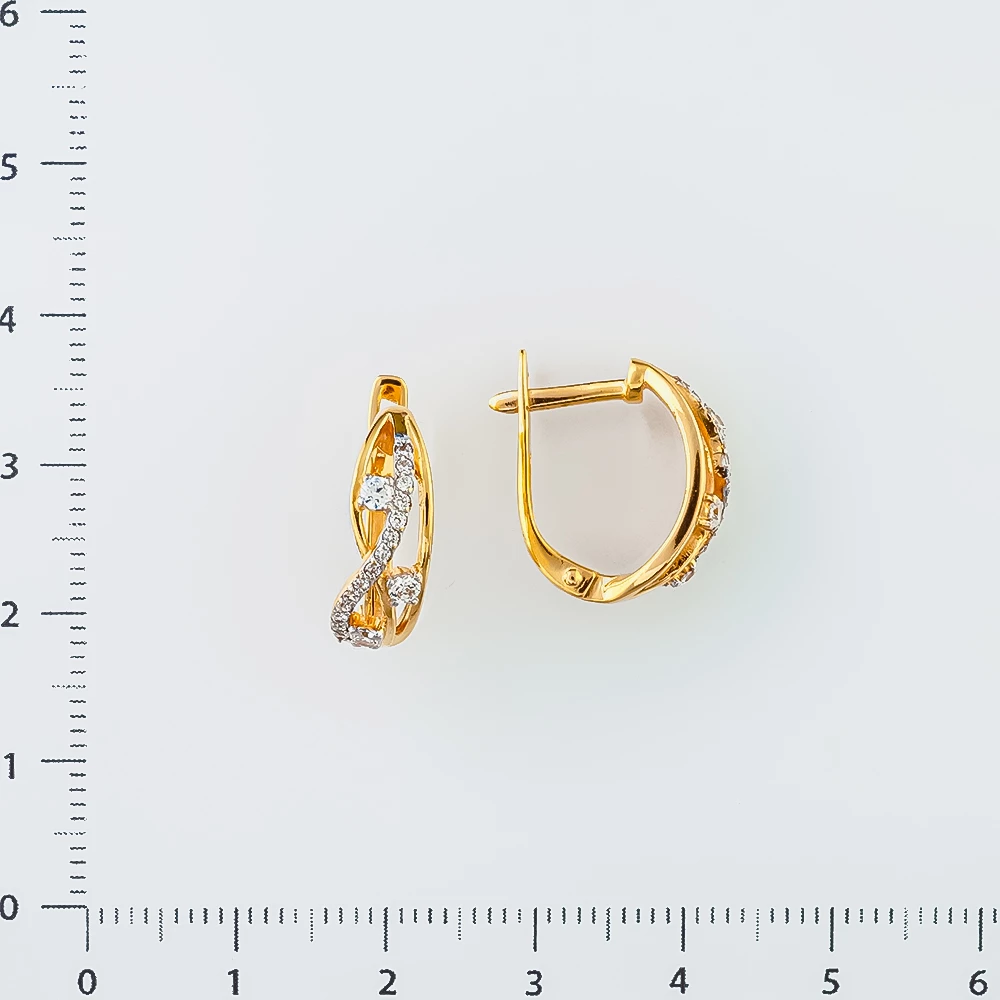 Серьги с фианитом из красного золота 585 пробы 2