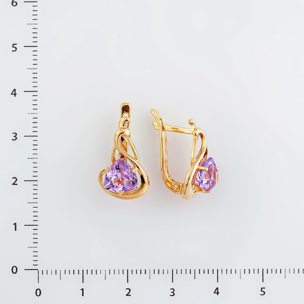 Серьги с аметистом из красного золота 585 пробы 2