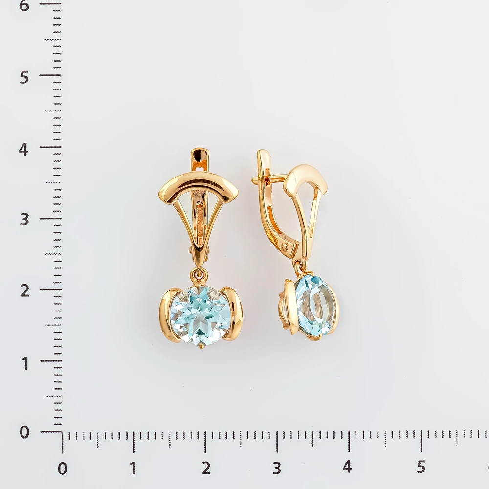 Серьги с топазом из красного золота 585 пробы 2