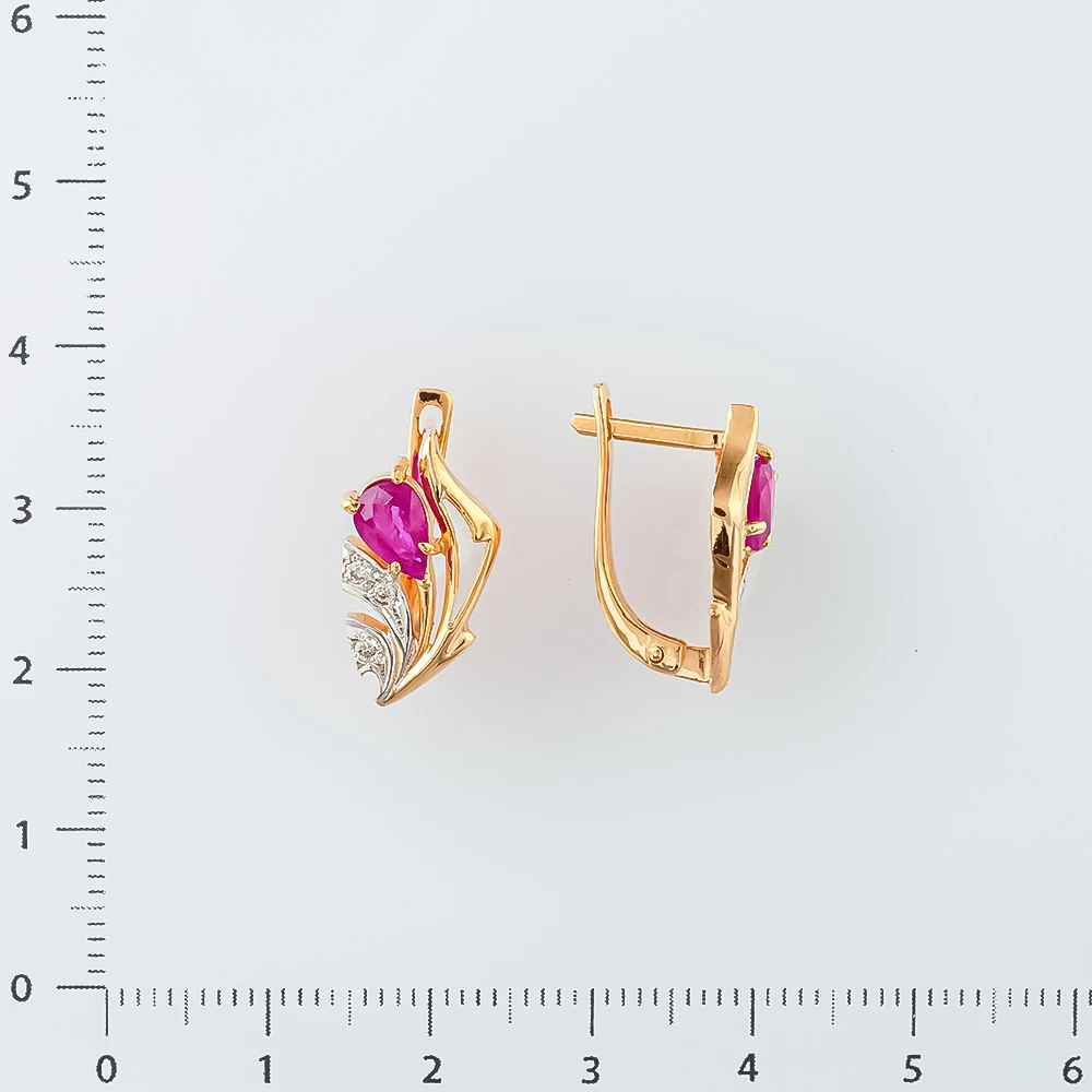 Серьги с рубином из красного золота 585 пробы 2